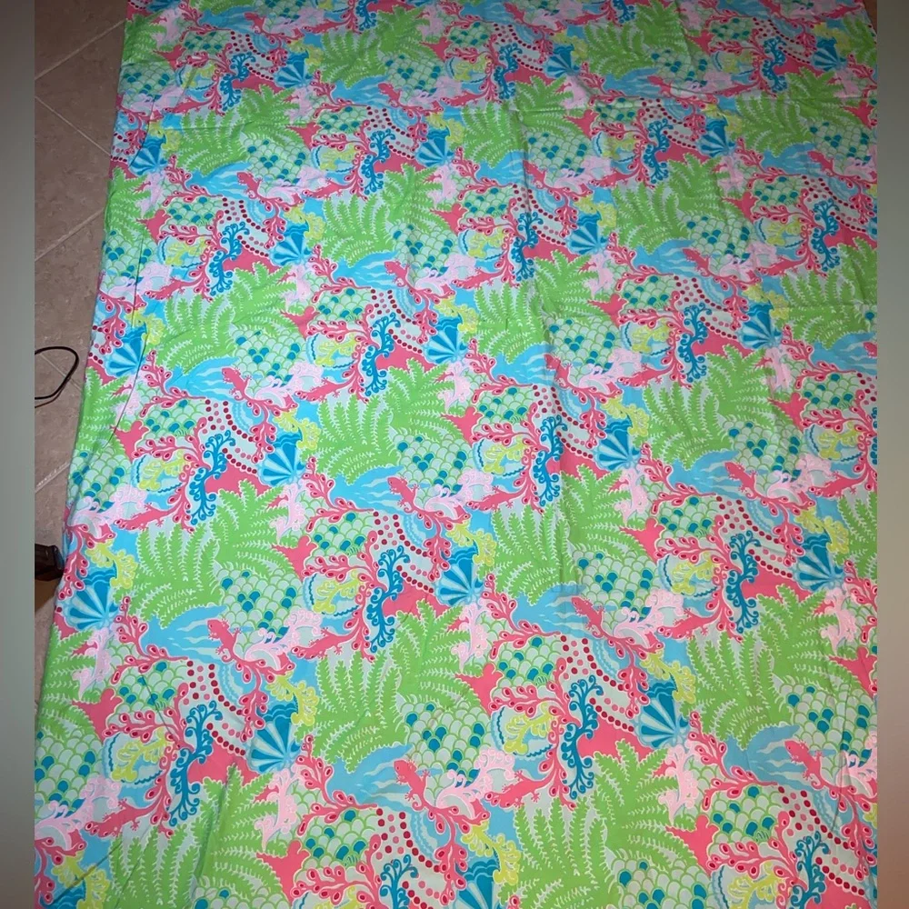 RARE HTF EUC Lilly Pulitzer For Garnet Hill Twin Duvet Cover & 2 shams gecko